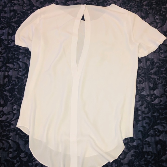 White Short Sleeve Blouse with Peekaboo Back - Picture 2 of 5